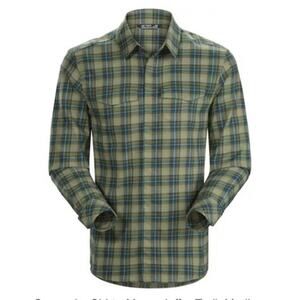 Arc'teryx Gryson Plaid Snap Front Flannel Shirt Joffre Trail Blue Green Sz M